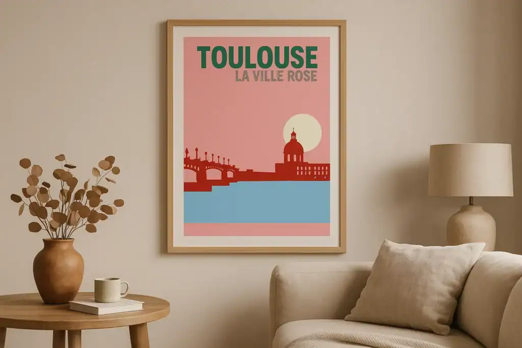 Affiche design de Toulouse par Bedart Studio, inspirée par la culture de la ville.